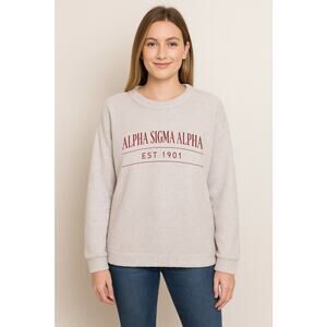 Alpha Sigma Alpha Sorority Terry Cloth Sweatshirt Pullover Sz XL Woolly Threads